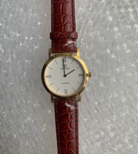 全新天王表男士石英手表男真皮表带,直径38...