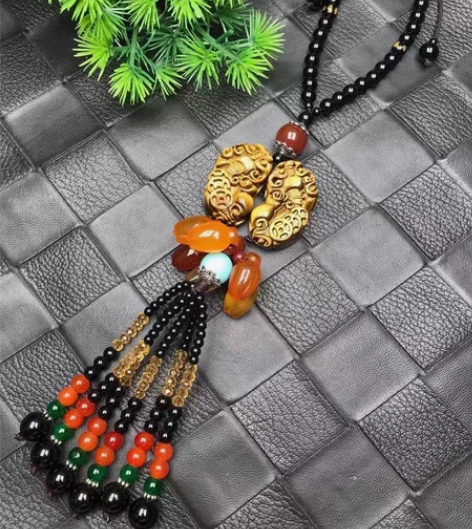 天然虎眼石?貅配玉髓挂饰！车挂 可挂家里！...