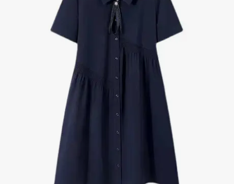 拉夏贝尔短袖连衣裙女2022夏季新款休闲显...