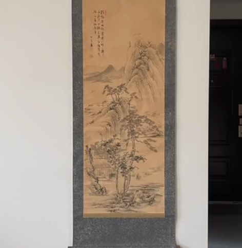 福田太华  山水图轴！画芯48x130 c...