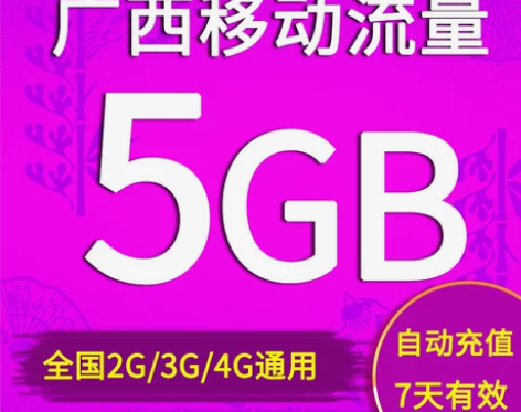 广西移动流量充值 5GB 全国流量包自动充...