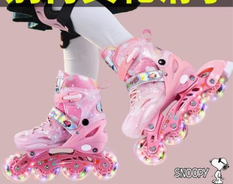旱冰鞋轮滑鞋 史努比儿童正品滑冰鞋旱溜冰鞋...