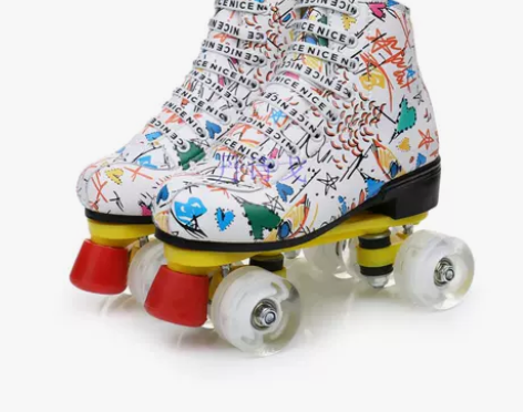 迪卡侬双排溜冰鞋闪光轮滑鞋旱冰鞋成人儿童四...