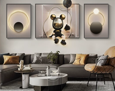 现代客厅装饰品 简约装饰画高级感创意三联宇...