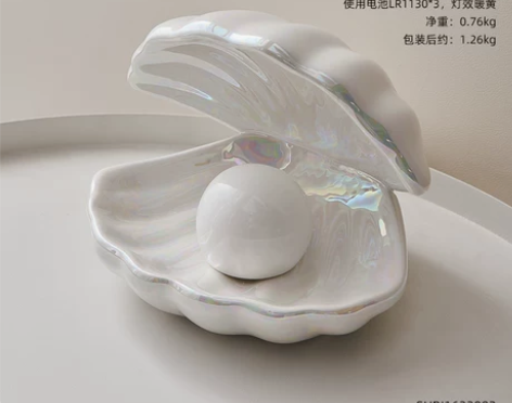 【38焕新周】创意贝壳小夜灯摆件北欧卧室桌...