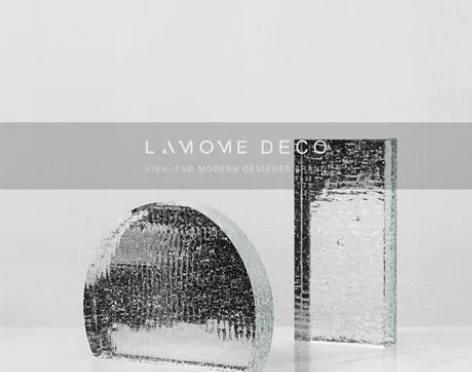 简约现代透明水晶创意波纹几何屏风摆件 样板...