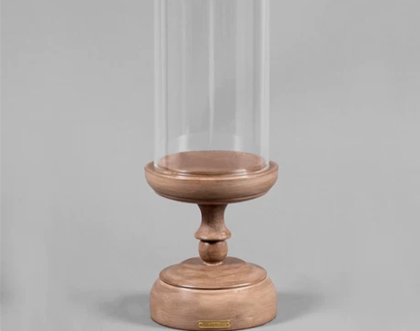 蘑菇空间MOGO｜美式现代高脚木玻璃罩底座...