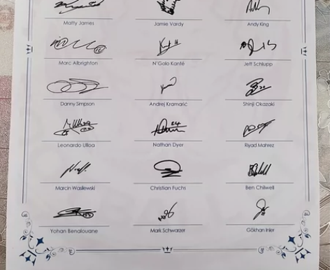 15-16赛季莱斯特城奇迹夺冠时官方印签 ...