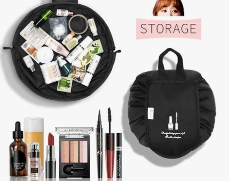 懒人化妆包大容量洗漱品收纳袋女软布抽绳超火...