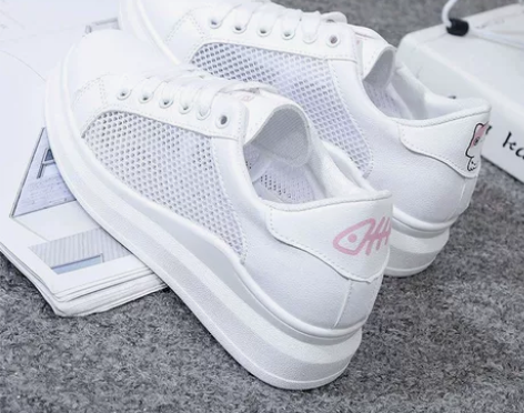 外贸库存网面透气2023小白鞋女夏季薄款新...