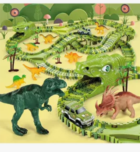 纽奇 【电动轨道车+恐龙模型】儿童电动汽车...