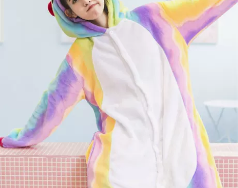 彩色天马独角兽成人卡通动物连体睡衣创意个性...