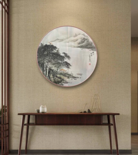 圆形山水70㎝国画玄关蒋敏 规格：70㎝直...