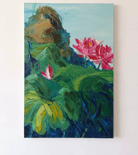 油画 刀画 纯手绘 尺寸：90*70 材质...