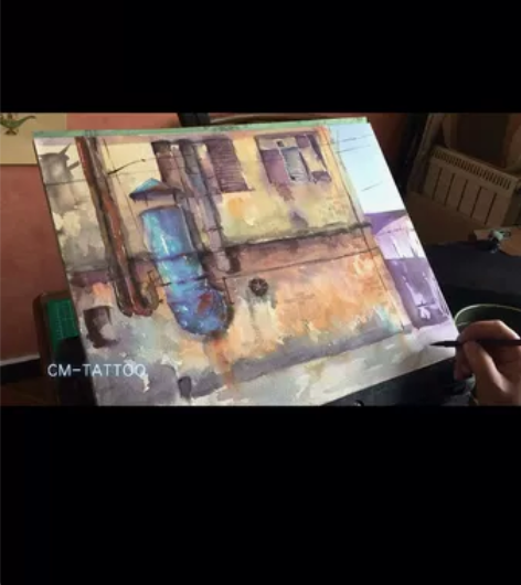 #水彩画 #手绘风景写生。尺寸为410*3...