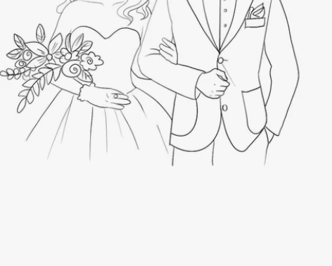 婚礼logo设计结婚请柬定制线条轮廓婚纱照...