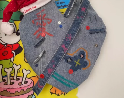 原创remake牛仔拼接布挂袋收纳墙壁装饰...