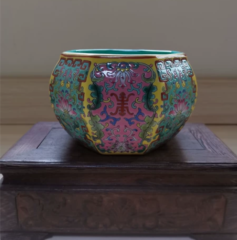 景德镇精品珐琅彩手绘花卉八方水洗 可做零食...