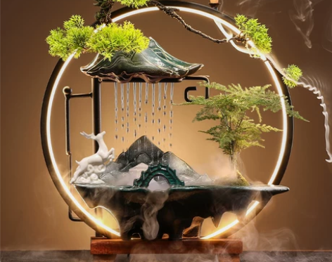 摆件流动招财流水摆件创意喷泉家居玄关循环水...