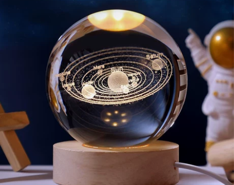 发光水晶球摆件客厅卧室桌面小夜灯送女孩女生...