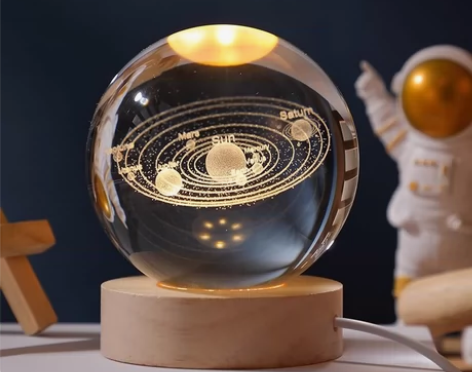 高颜值发光水晶球小夜灯摆件有意义高级感宇宙...