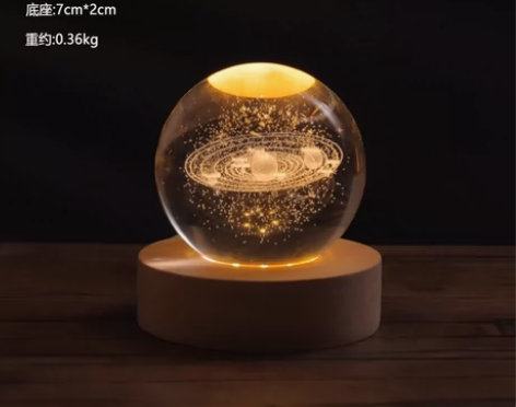ins 发光水晶球摆件太阳银河系小夜灯装饰...