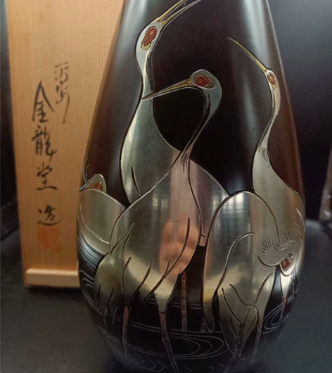 日本拍行回流。明治时期平安金龍堂造《铸铜制...