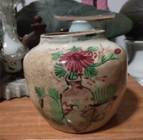 清末民国茶叶罐，名人荆山道人作品。有条冲线...