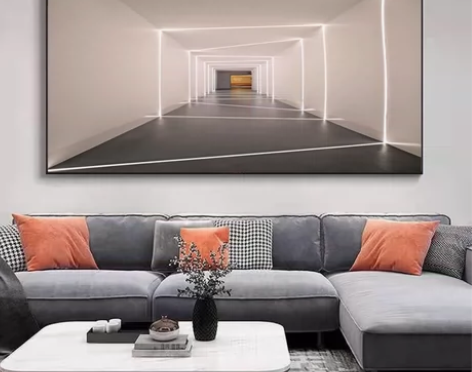 现代简约轻奢客厅装饰画高档大气空间延伸抽象...