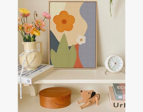 简约奶油色系肌理装饰画北欧ins小清新客厅...