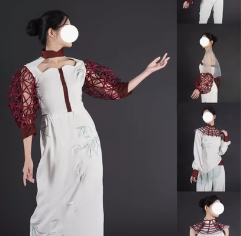 出服装设计系列成衣五套 中式风格,融入缠花...