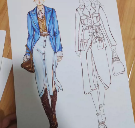 职业装 服装手绘效果图马克笔 感兴趣的话点...