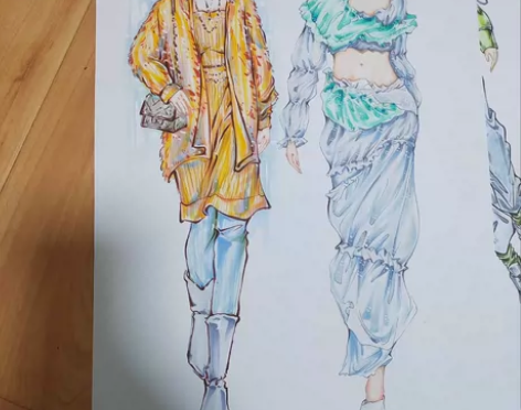 服装手绘效果图马克笔 八开