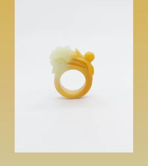 16mm?五月花神石榴花主题手工雕刻岫玉戒...