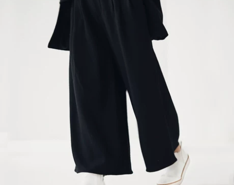 春节回馈／游设计原创新中式人字纹羊毛呢阔腿...