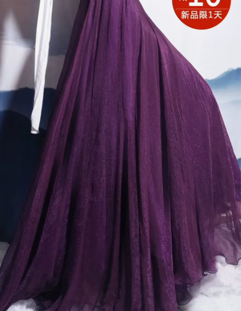 大摆长裙飘逸舞蹈雪纺半身裙超长款夏显瘦亮丝...