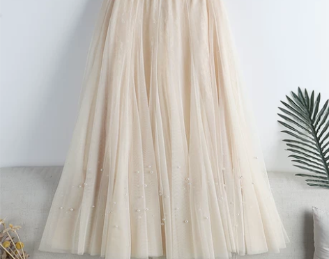 2022年春季新款蕾丝钩花网纱钉珠中长款大...