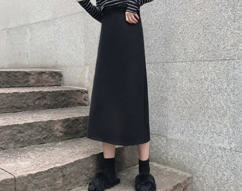 后开叉半身裙一步裙小a直筒秋冬超火高腰过膝...