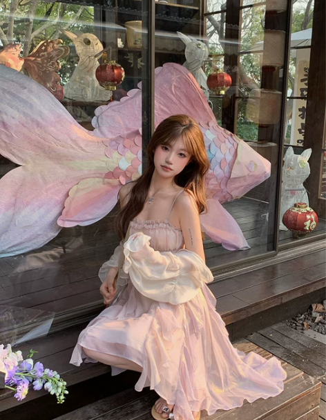 小火山努努 浮生若梦 前短后长荷叶边渐变度...