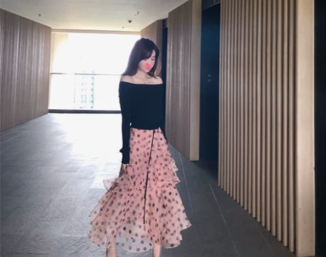 鱼尾蛋糕裙子女,仙仙裙抖音波点半身裙(全新...