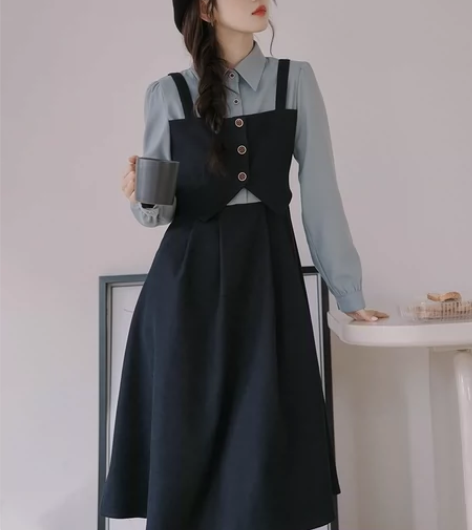 裙子甜美春季新款日系文艺小清新温柔气质学院...