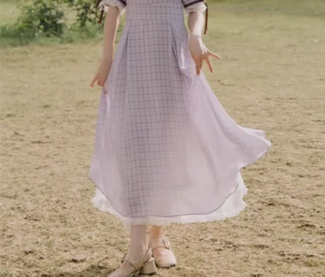 夏季法式文艺风不规则蕾丝连衣裙可盐可甜收腰...