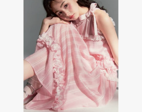 DIDDI 原创设计 高腰荷叶边a字蛋糕裙...