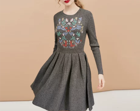 Vero Moda秋季田园风淑女刺绣A摆针...