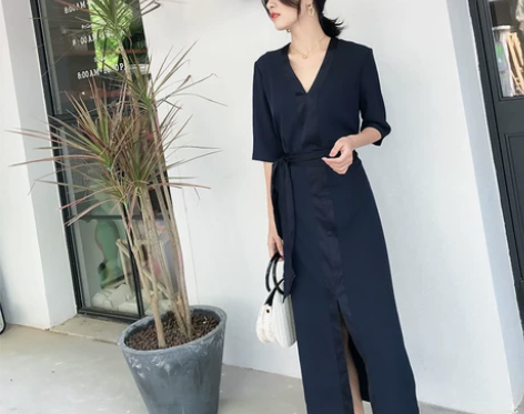 冷淡风雪纺连衣裙女夏2018新款极简中长款...