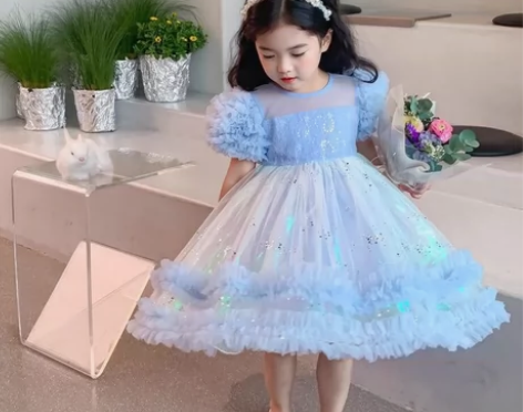 女童连衣裙夏季女童韩版时尚洋气可爱公主风连...