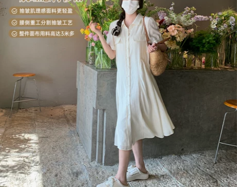 马西西微胖mm设计感衬衫裙女夏季大码宽松显...