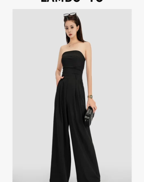 LAMBOYO连衣裤气质名媛新款抹胸收腰高...