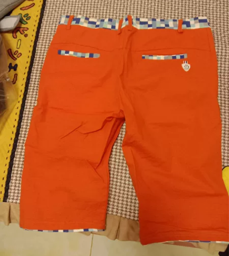橘色男款短裤，0磨损仅试穿，能穿到130斤...