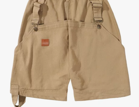 吉业重工原创小众设计感拼接背带短裤男夏季宽...